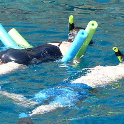 a person swimming in the water