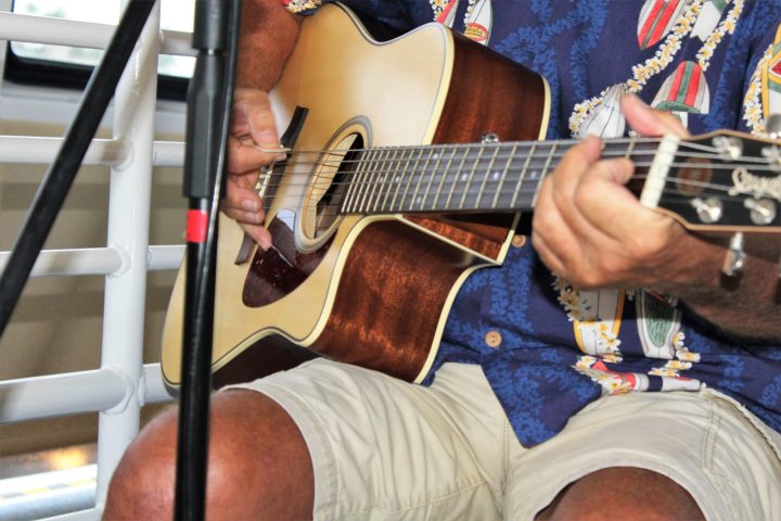 a person holding a guitar